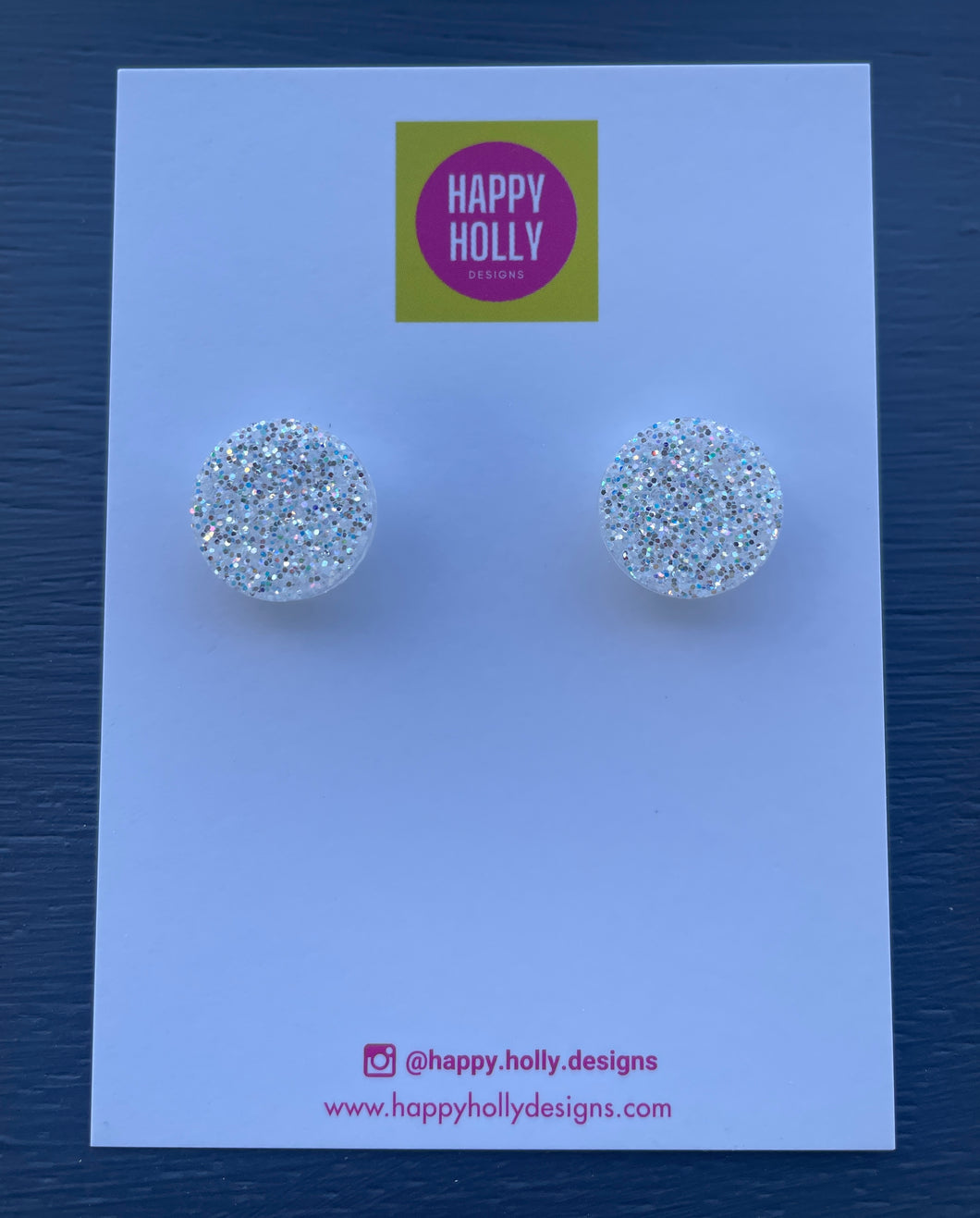 Round earrings 15mm - fine silver glitter