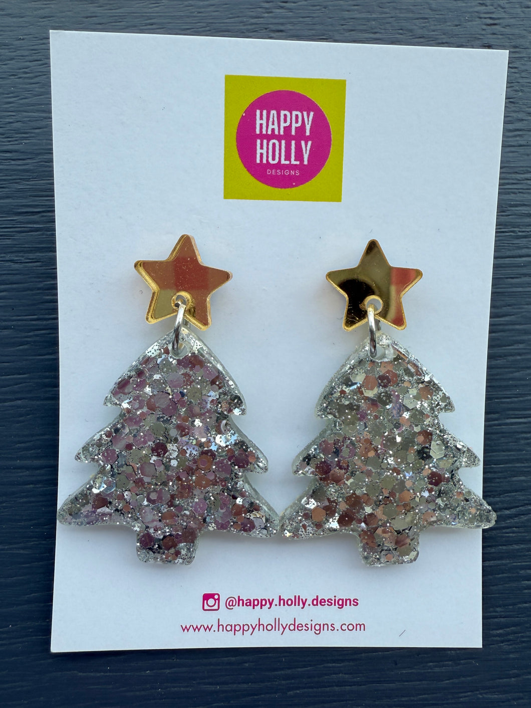 Christmas tree dangle earrings - silver tree