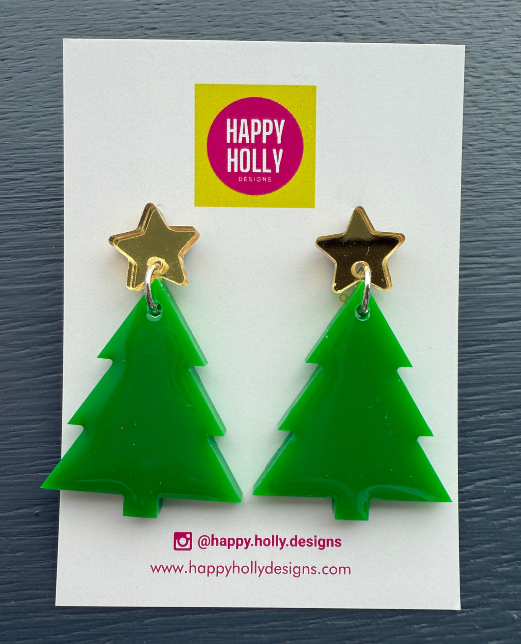 Christmas tree dangle earrings - green tree