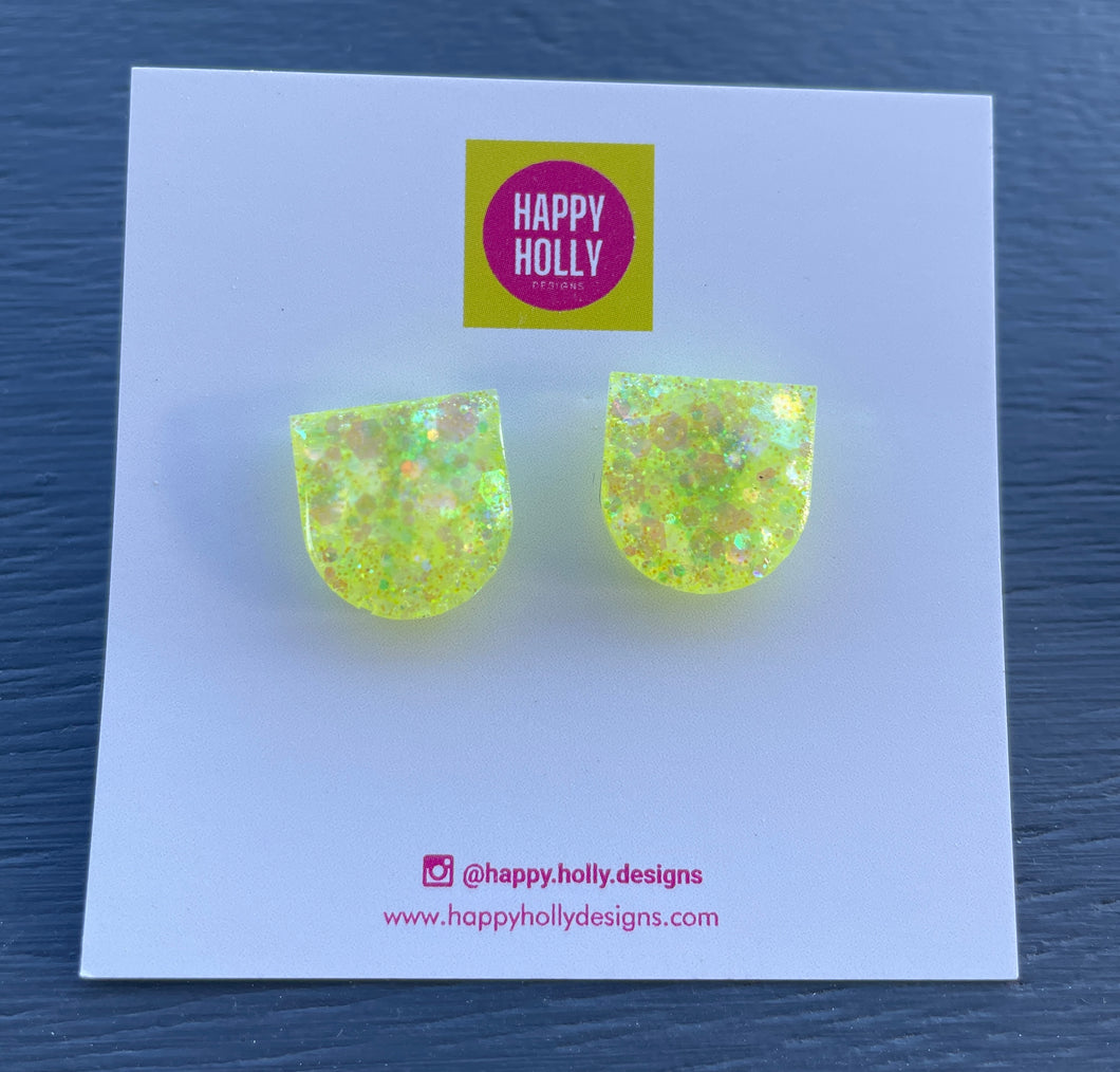 Arch Earrings - yellow glitter