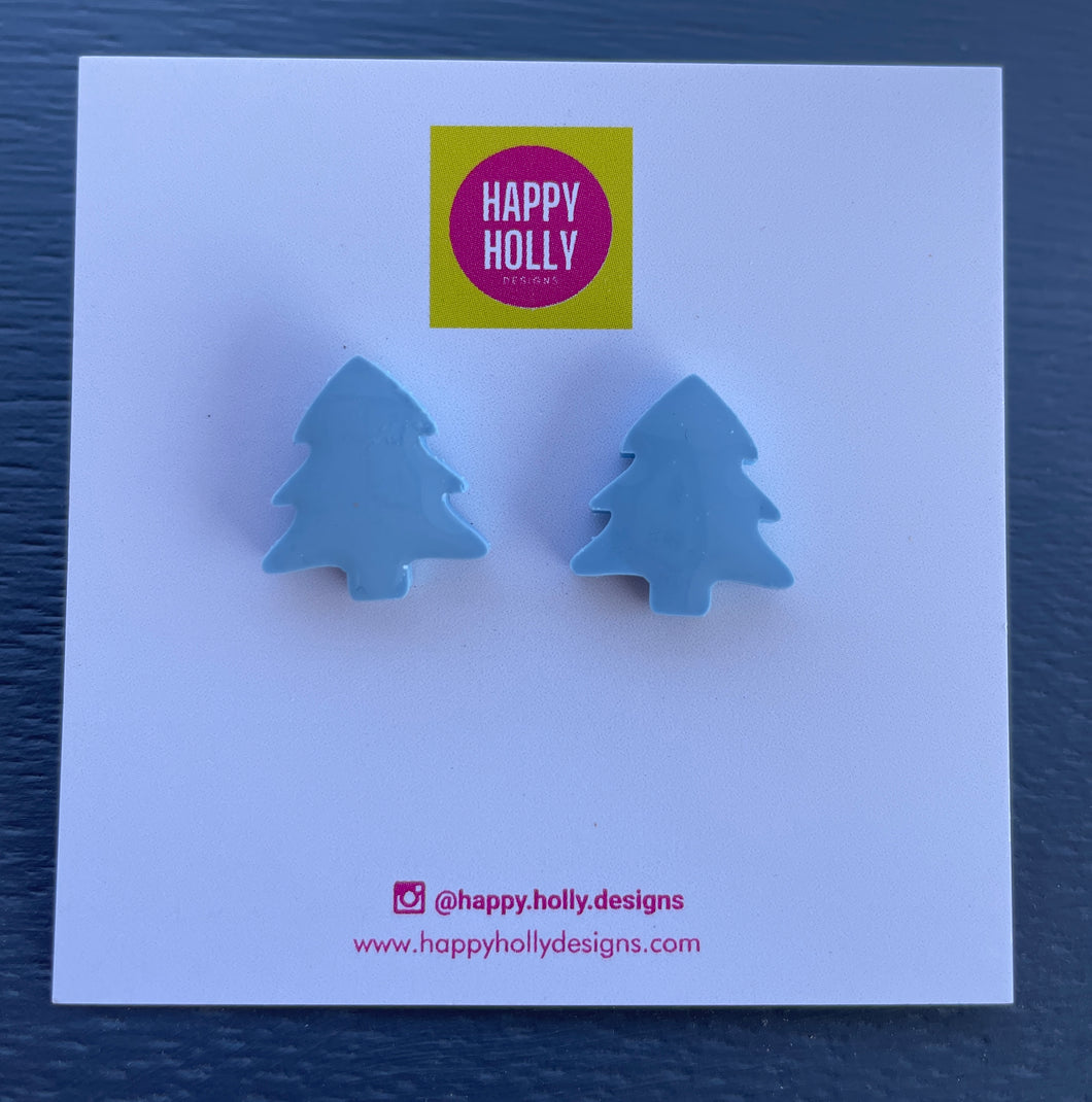 Christmas tree earrings - pale blue