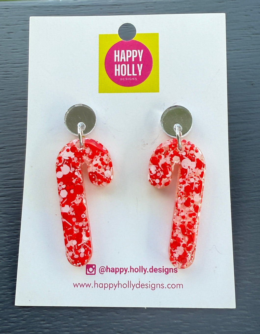 Christmas candy cane dangle earrings