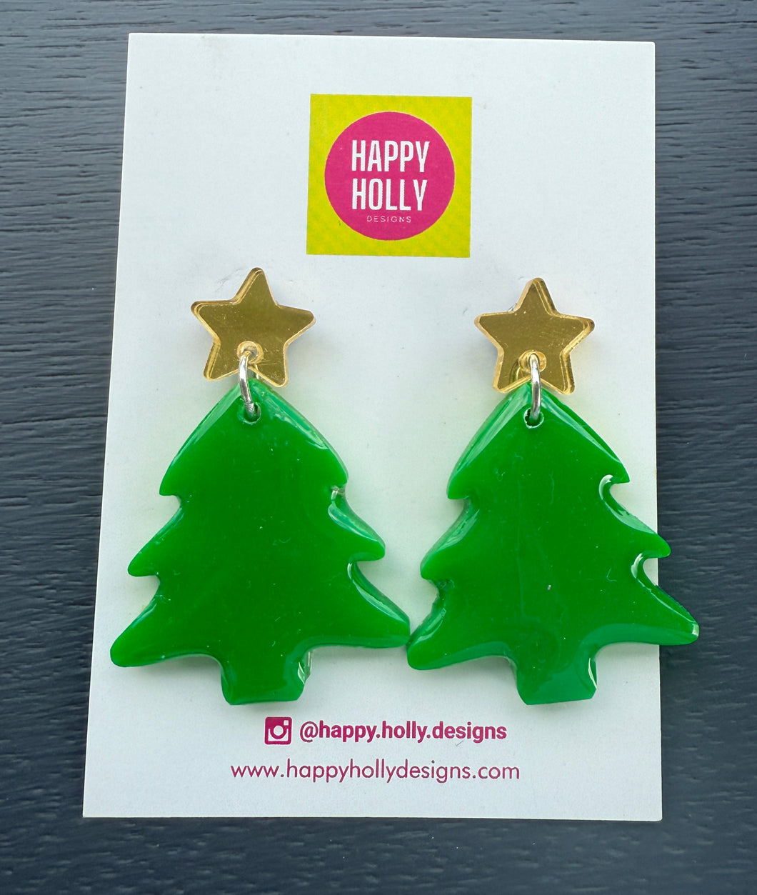 Christmas tree dangle earrings - green tree