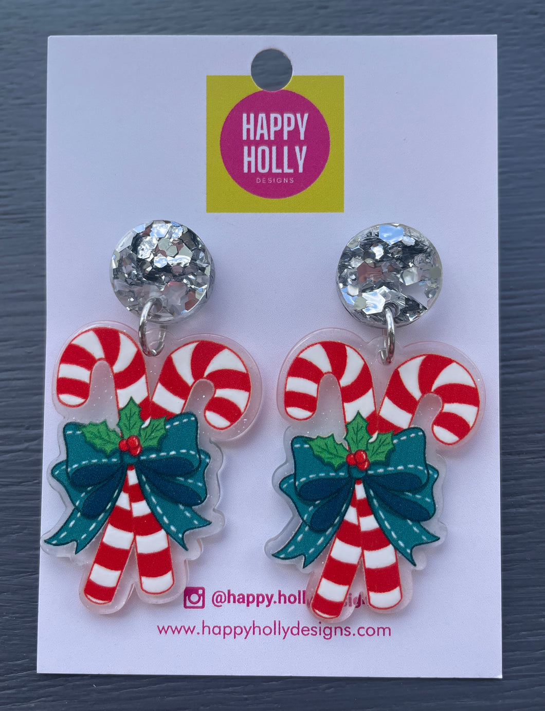 Christmas candy cane dangle earrings