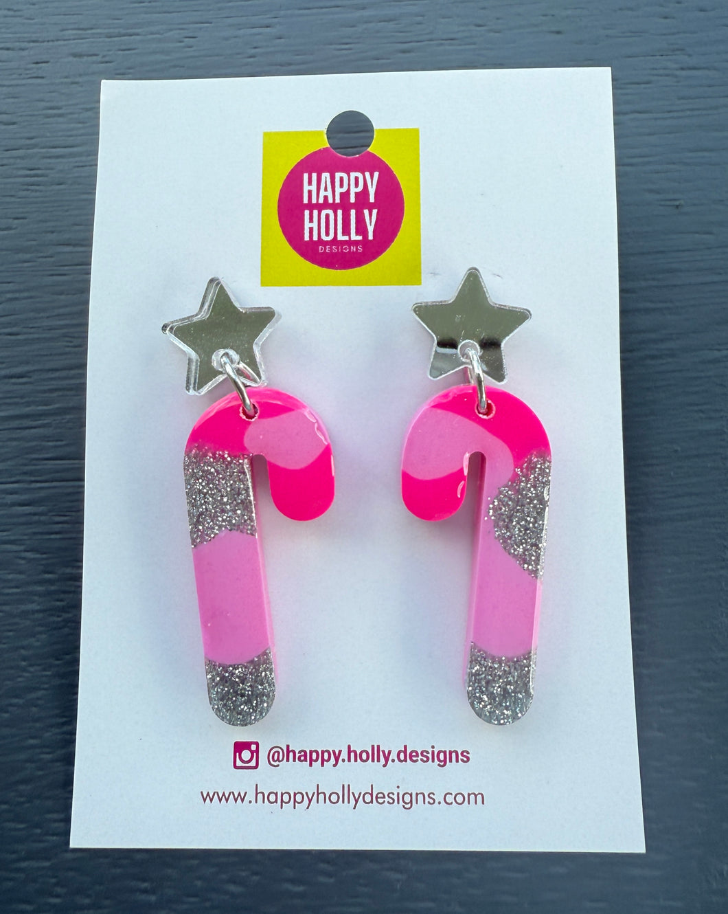 Christmas candy cane dangle earrings