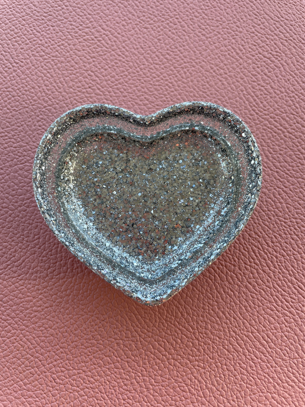 Trinket dish - heart - silver glitter