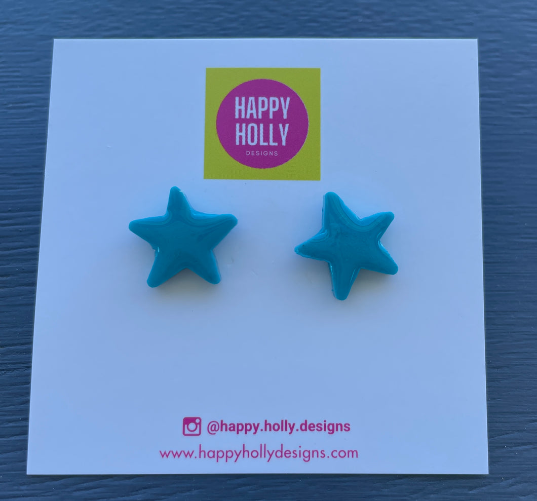 Star earrings 15mm - turquoise