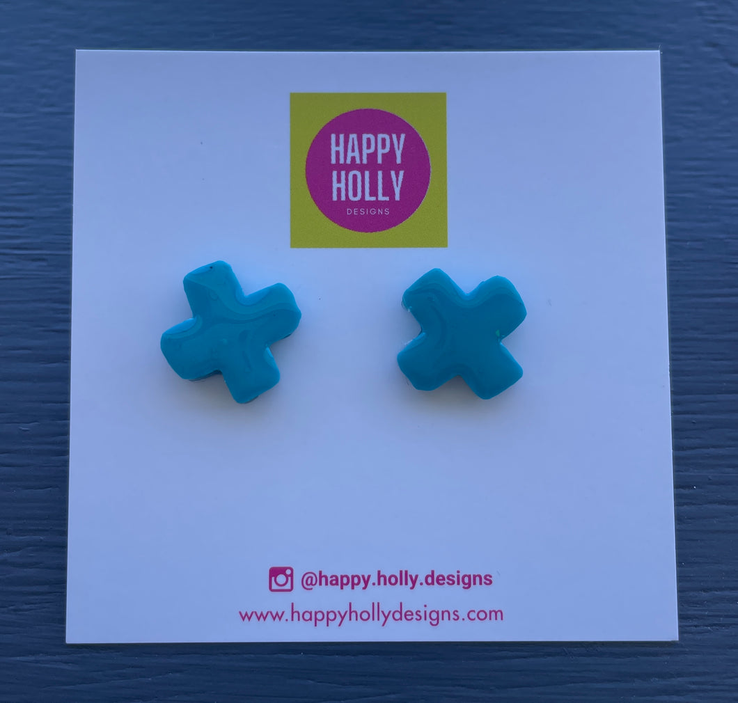 Cross earrings - turquoise