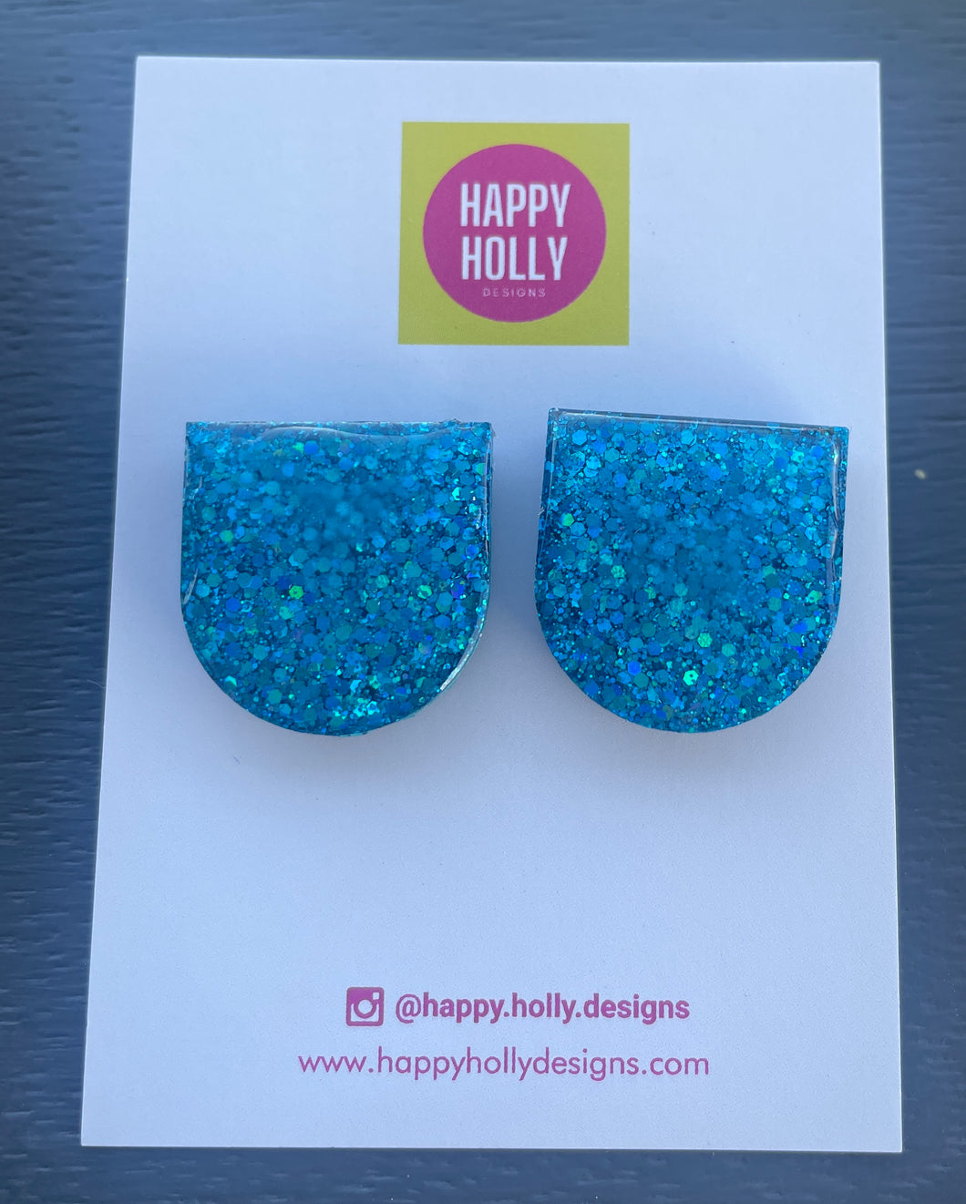 Arch Earrings 25mm - blue glitter