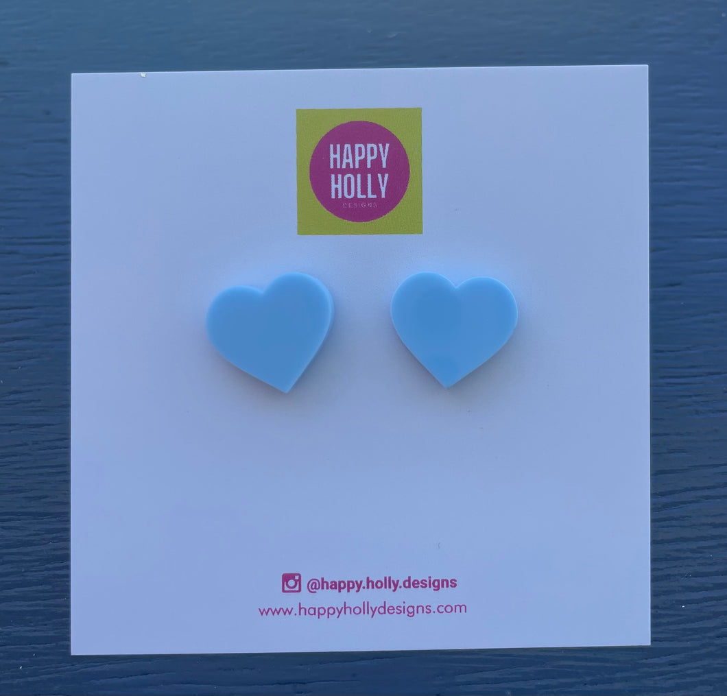 Heart earrings - pastel blue