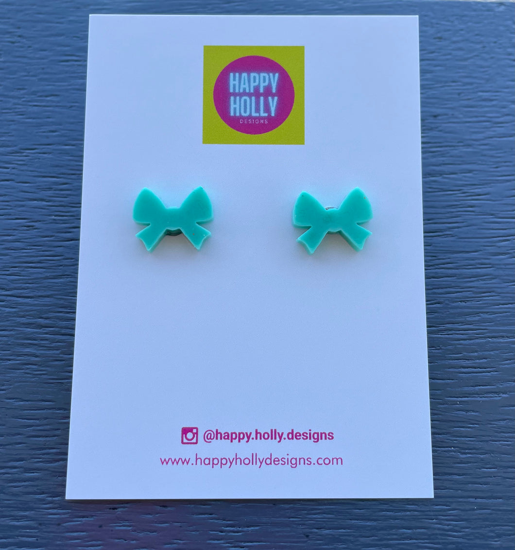 Bow earrings - turquoise