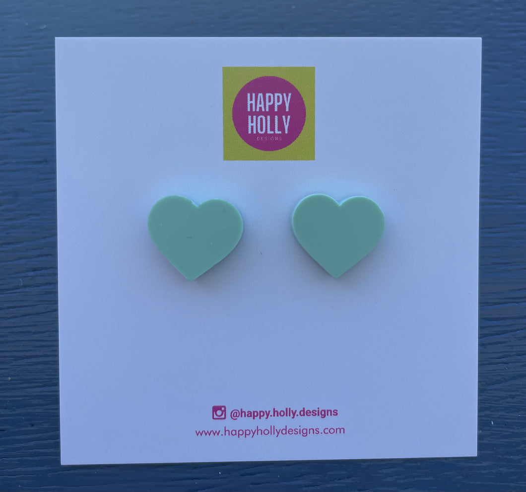 Heart earrings - pastel green