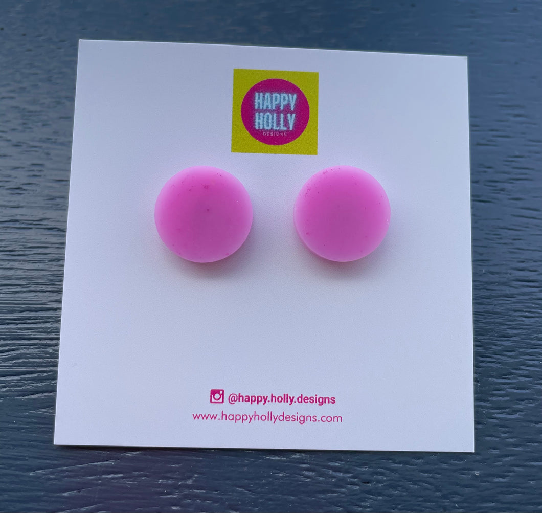 Round earrings 15mm - pink