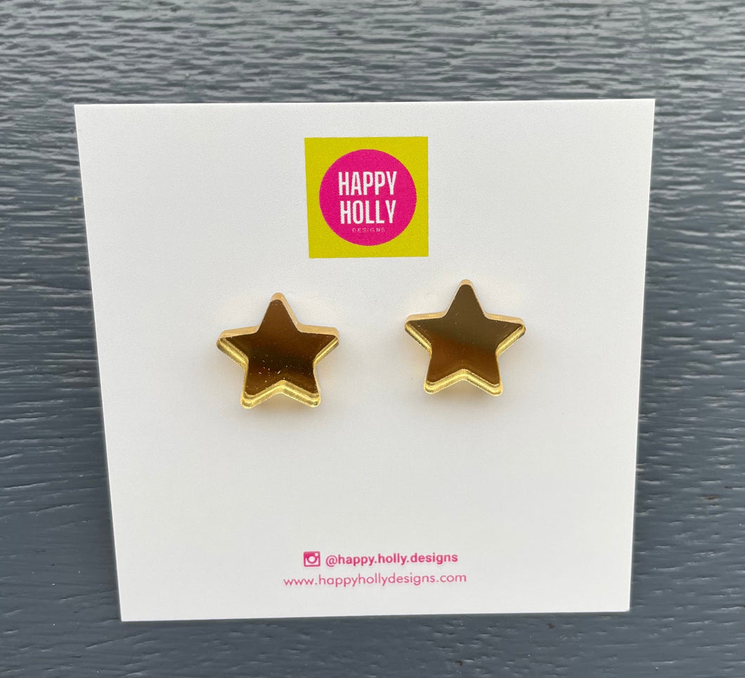 Gold star mirror earrings - gold mirror