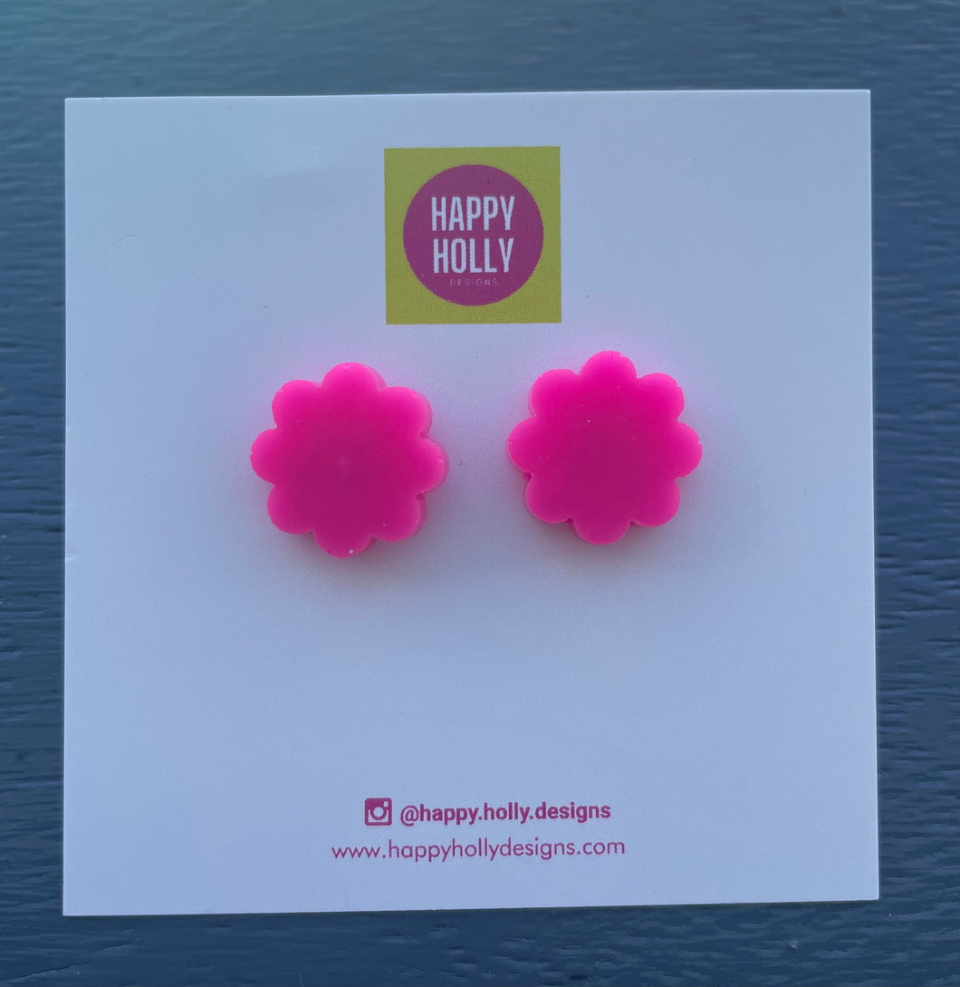 Flower earrings - hot pink