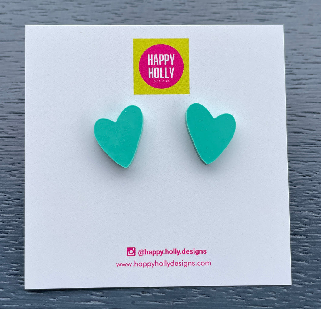 Asymmetric heart earrings - turquoise