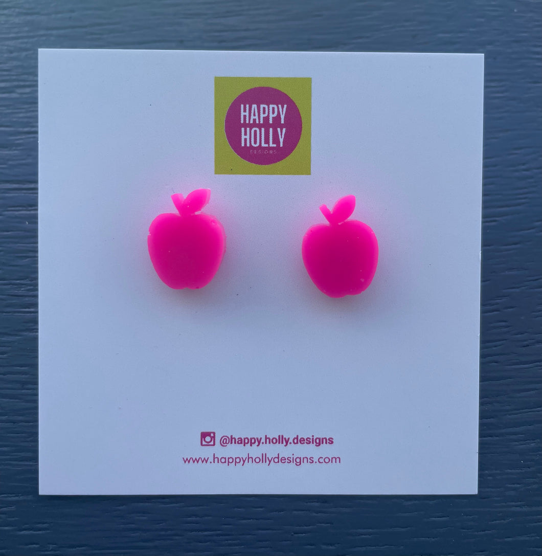 Apple earrings 10mm - hot pink