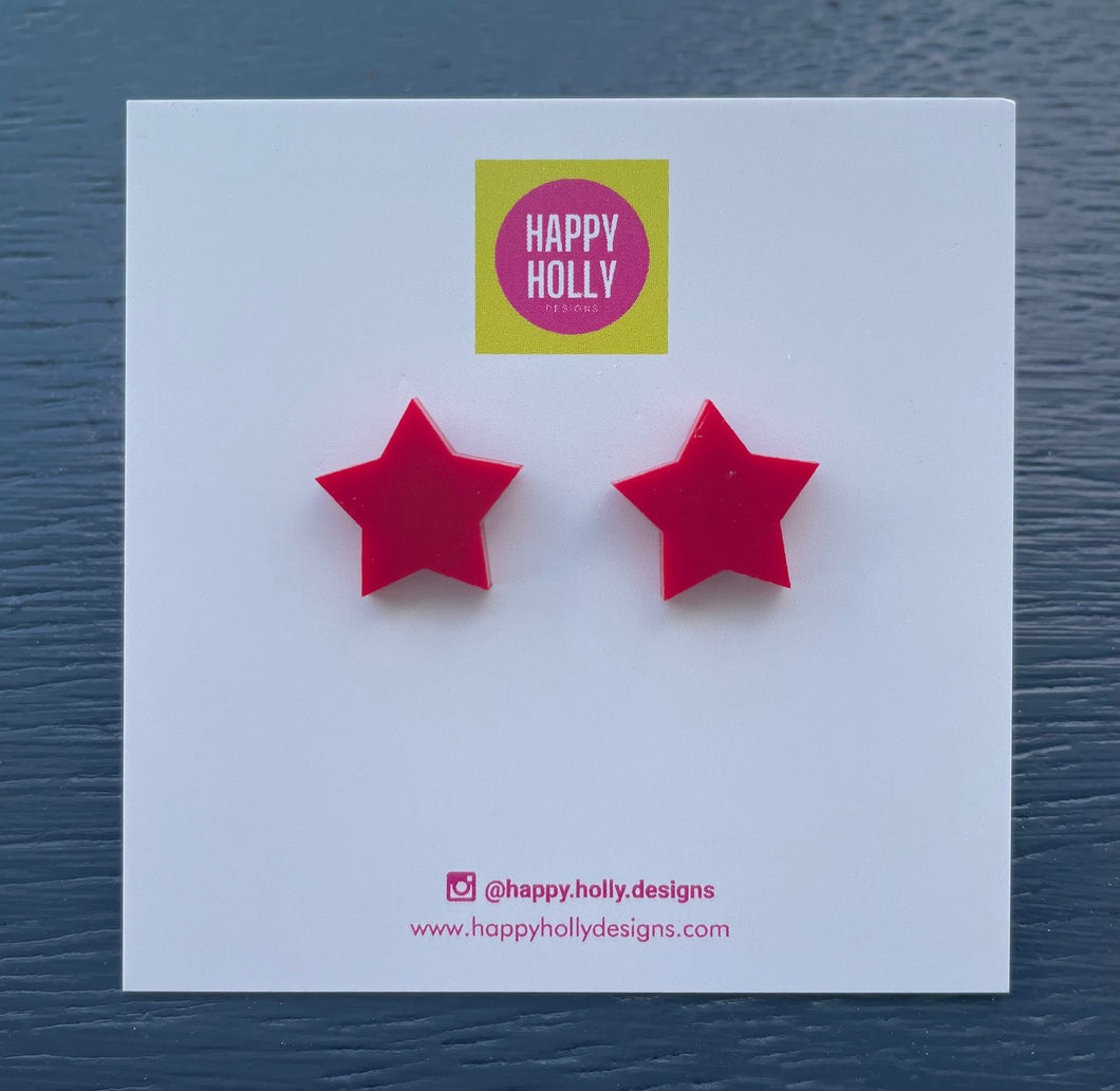 Star earrings 12mm - red