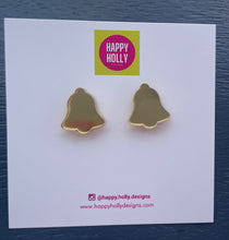 Load image into Gallery viewer, Gold bell mirror earrings - gold mirror
