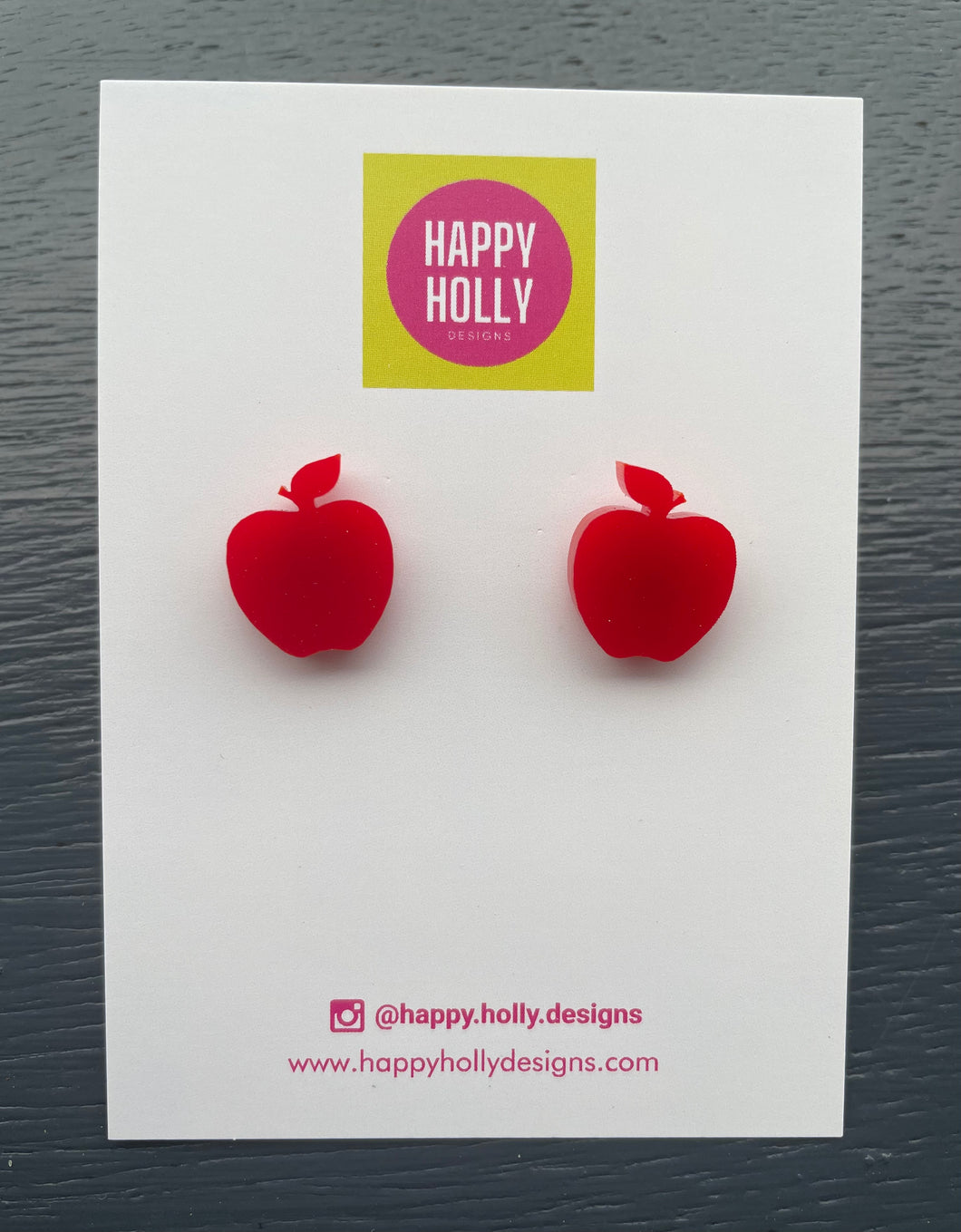 Apple earrings 15mm - red